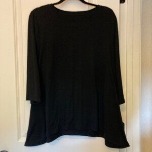 LOMON Large Boatneck 3/4 Sleeve Tunic Top Loose Fit Dressy Casual Blouse EUC
